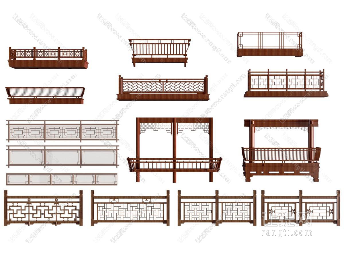 新中式栏杆 扶手 围栏