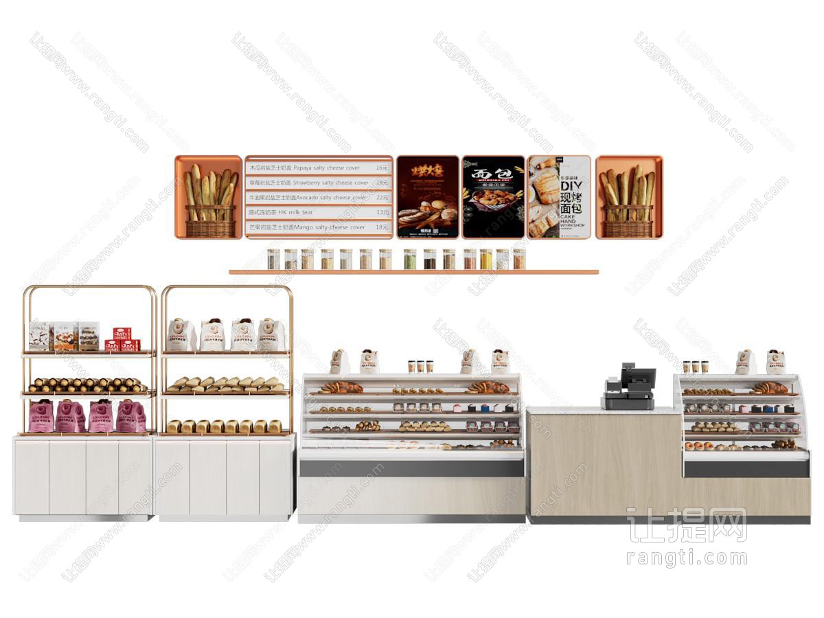 现代蛋糕店甜品展柜 前台