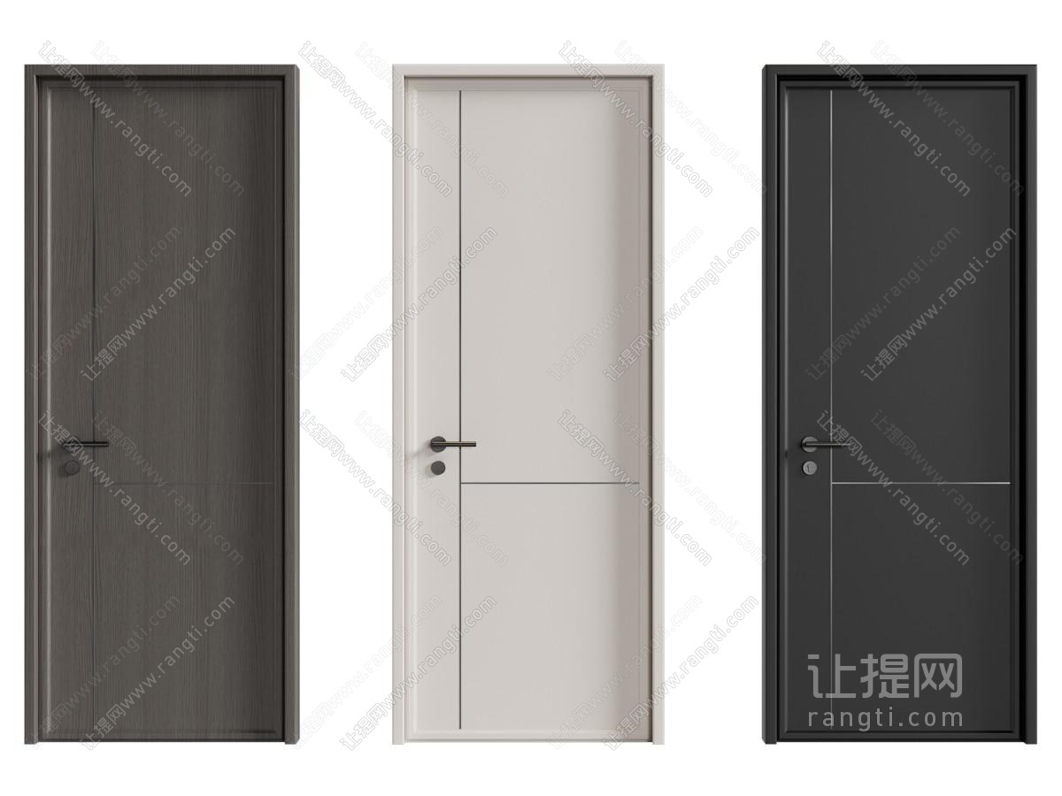现代卧室门 木门 房门 平开门