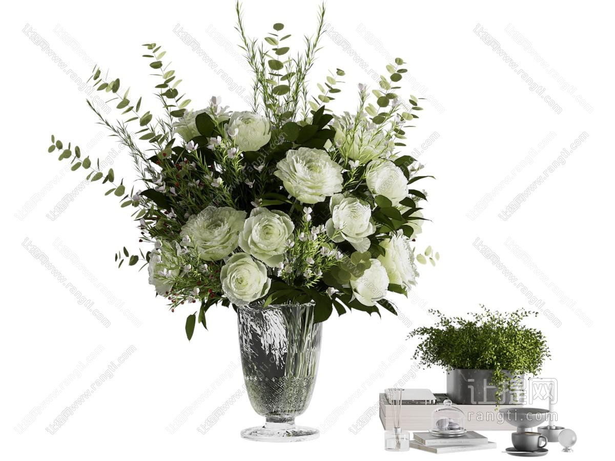 现代花瓶 桌面摆件 植物摆件 绿植