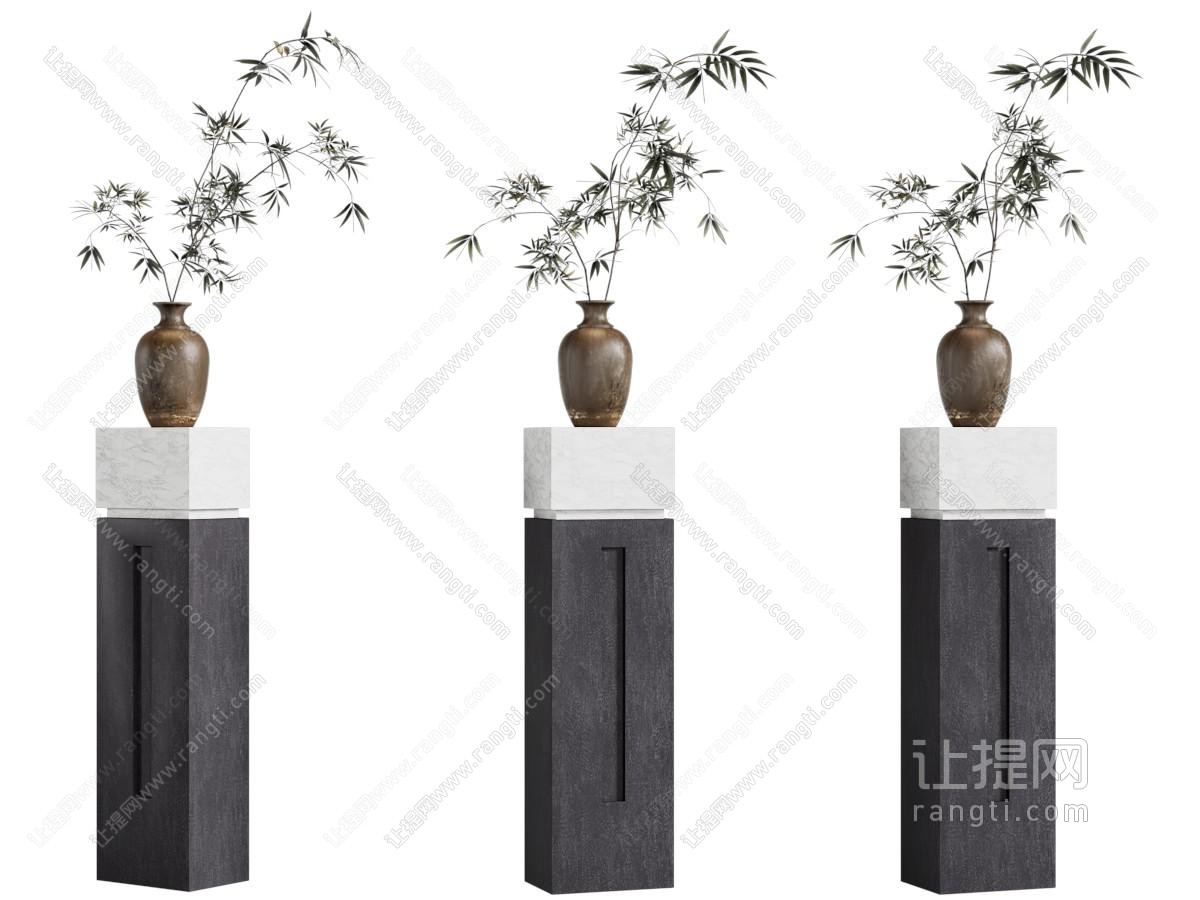 侘寂风花瓶花卉