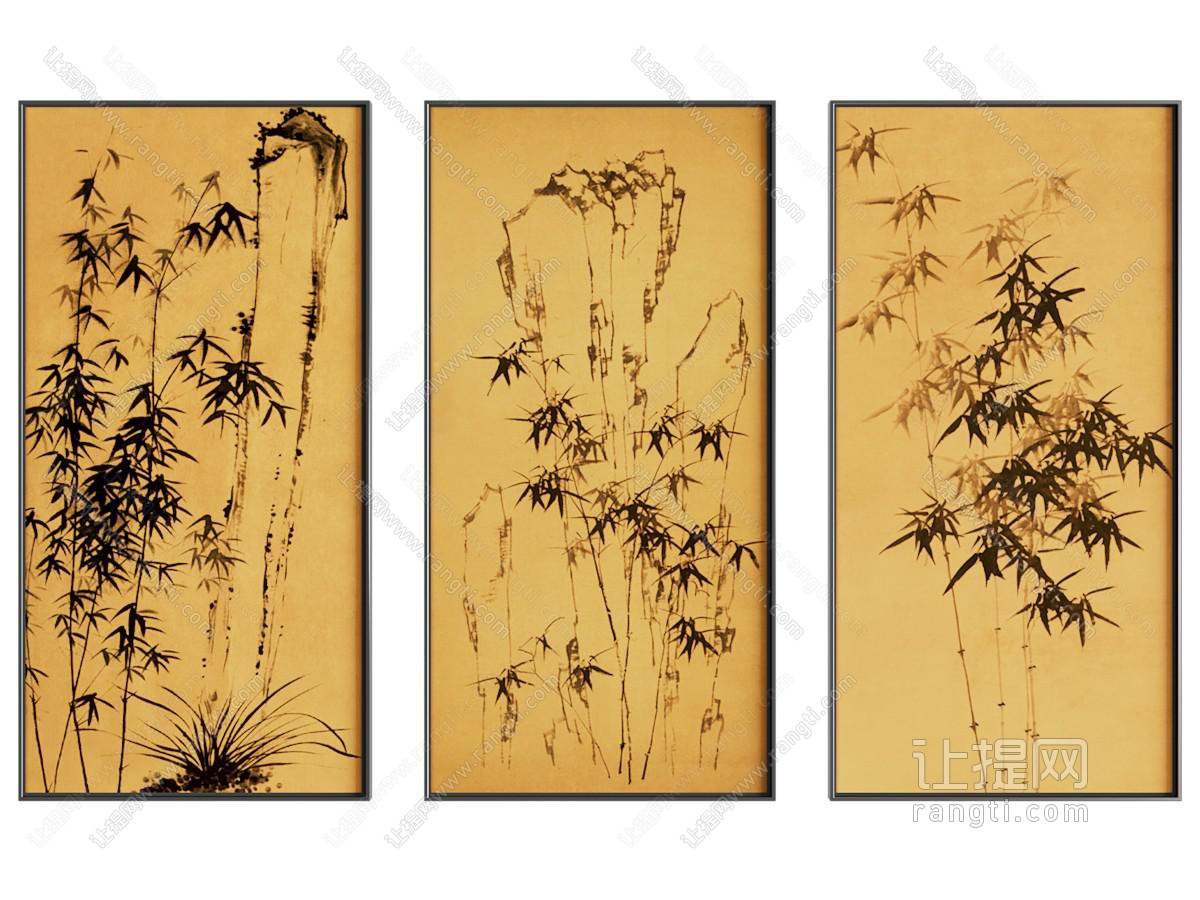 新中式竹叶画 装饰挂画