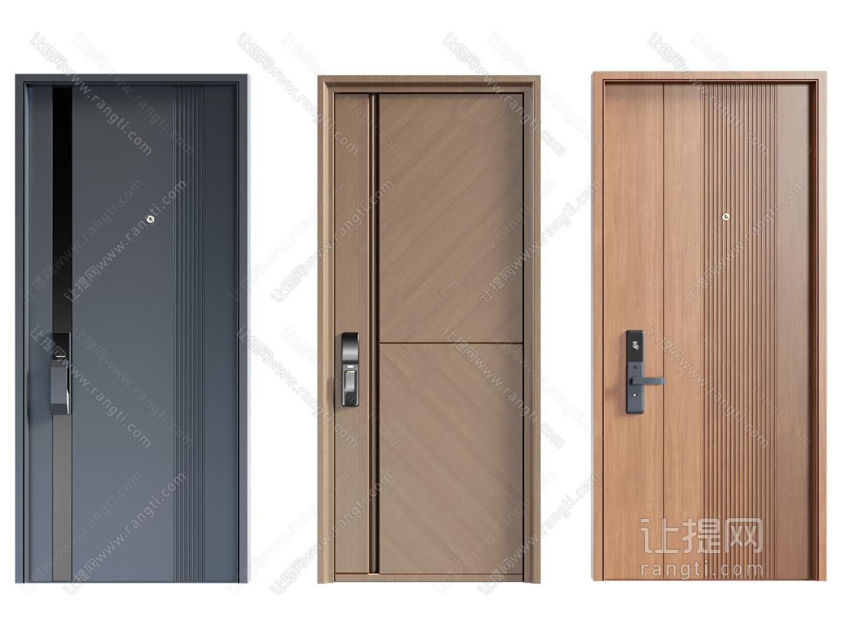 现代带密码锁的入户门 房门 防盗门 平开门
