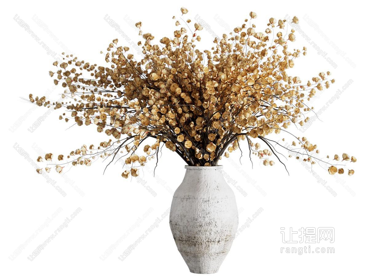 侘寂风陶艺花瓶花卉