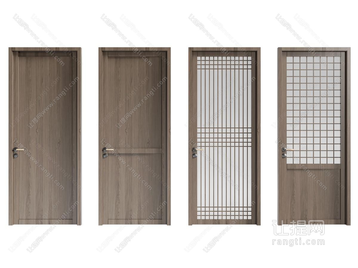 现代木门 玻璃门 平开门 房门