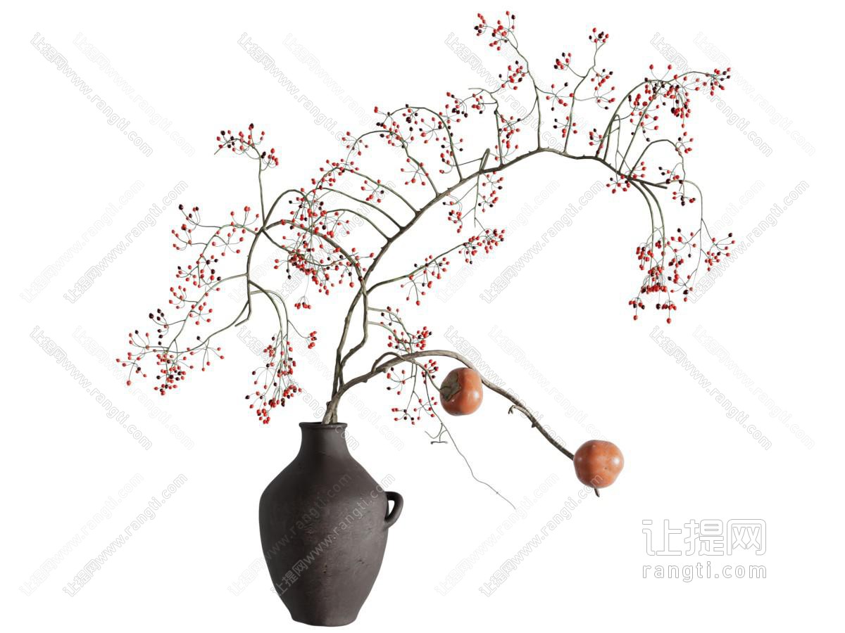侘寂风花瓶花卉