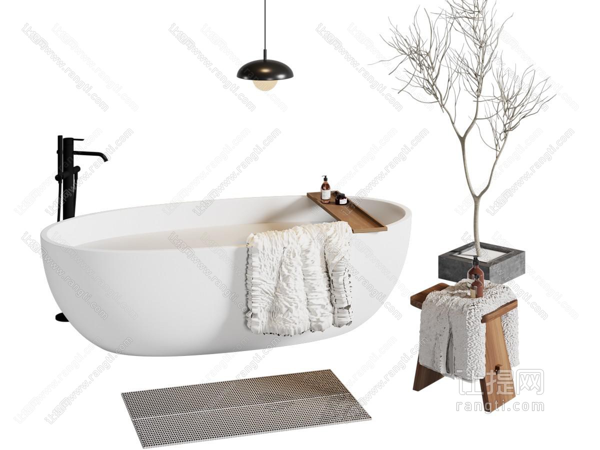 现代装满水的浴缸浴盆