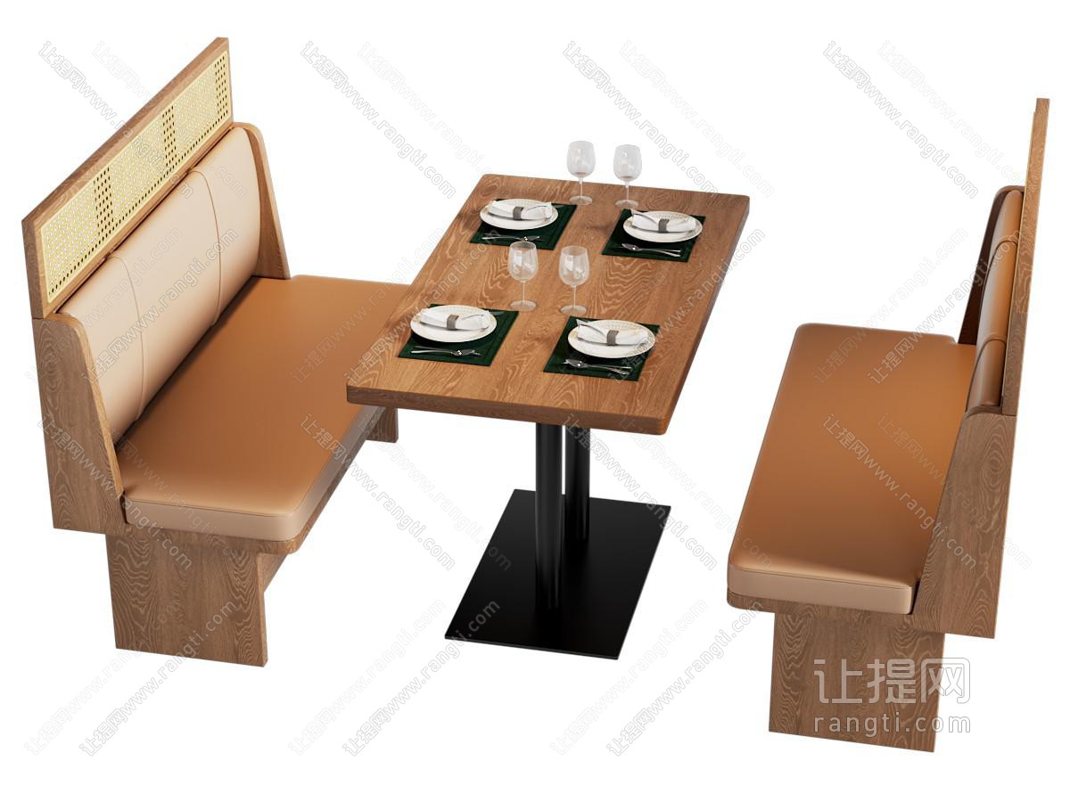 现代卡座餐桌椅组合