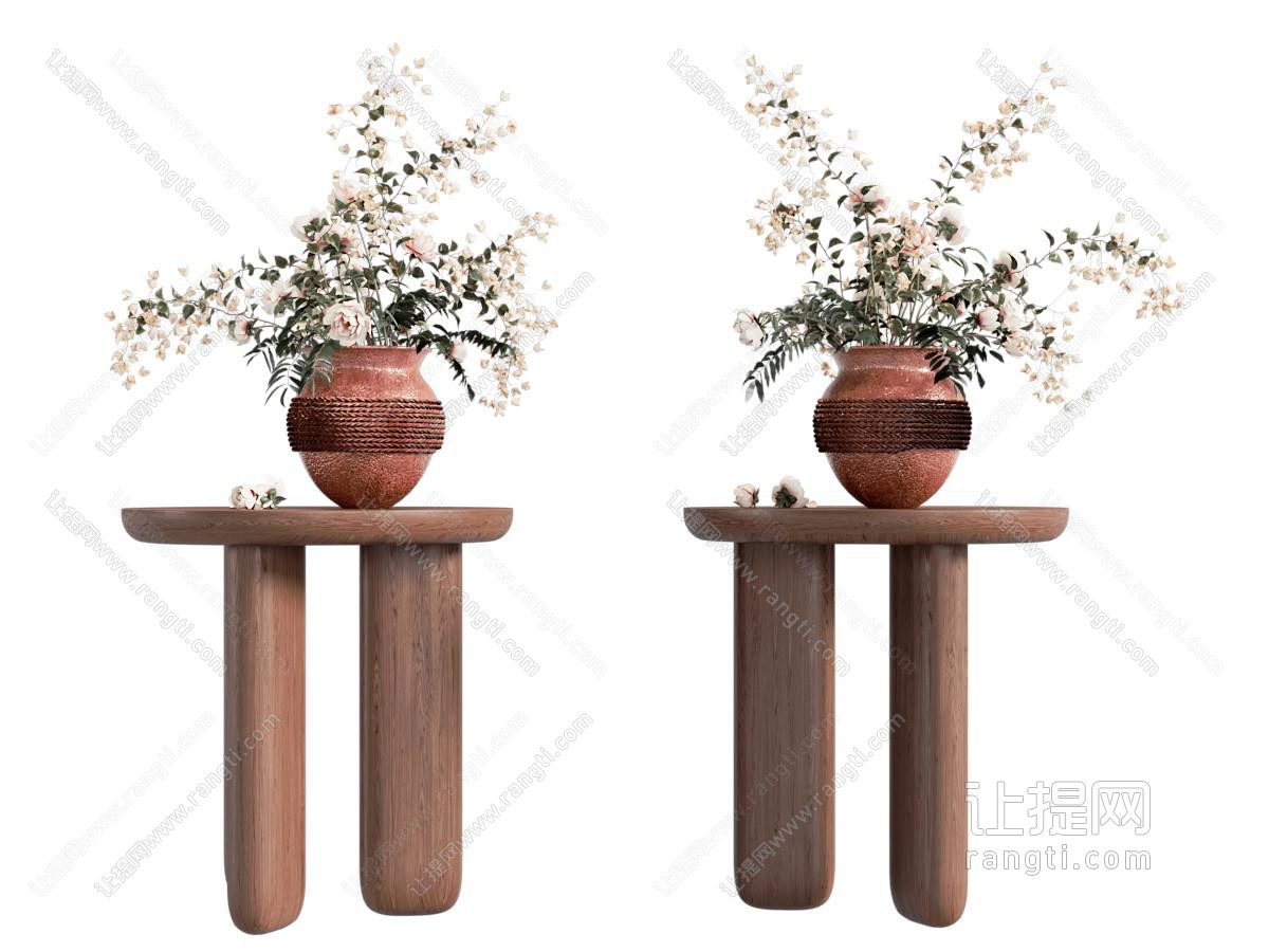 侘寂风边几 花瓶花卉
