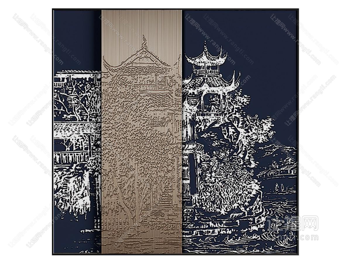 新中式建筑画 挂画 装饰画