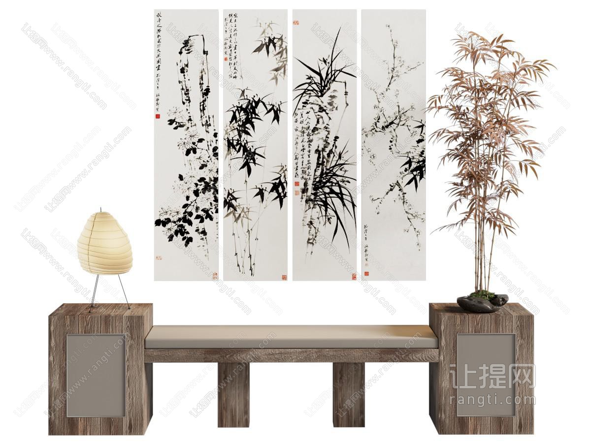 新中式竹叶装饰画