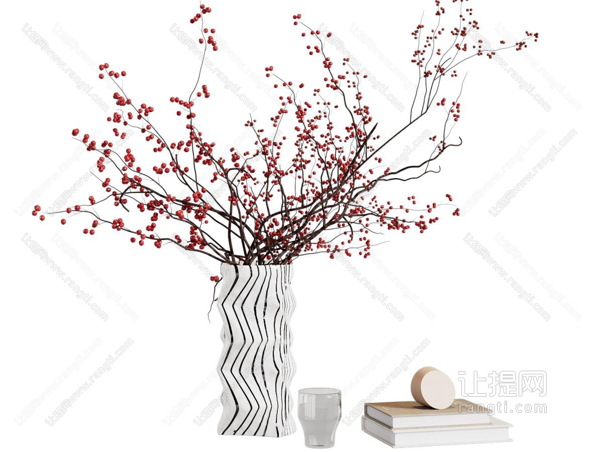 现代新中式花艺 花瓶 花艺 摆件 书