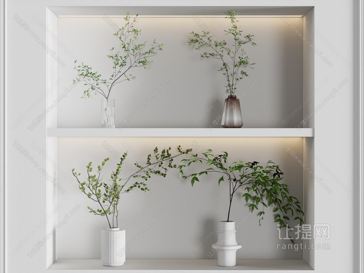 现代花瓶花卉植物