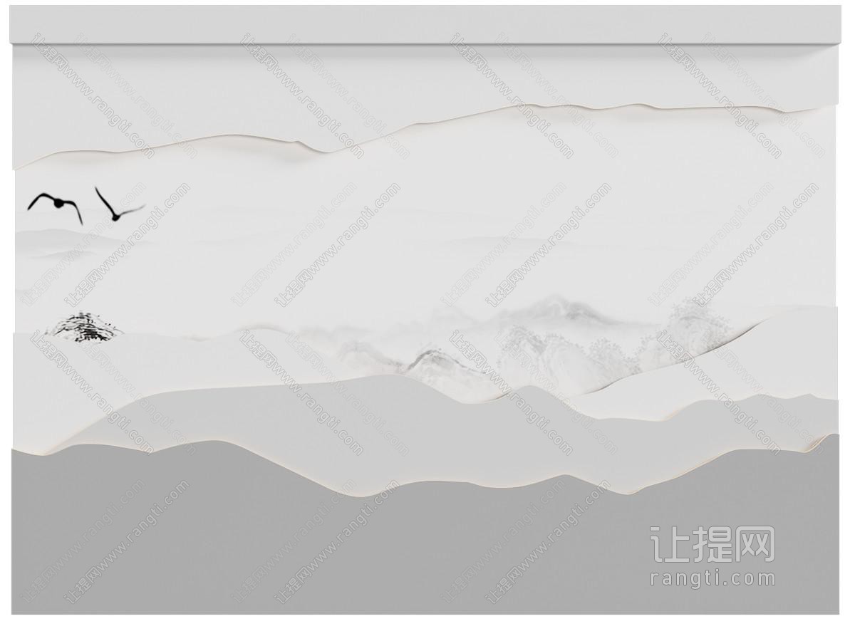 中式背景墙 山水画背景墙