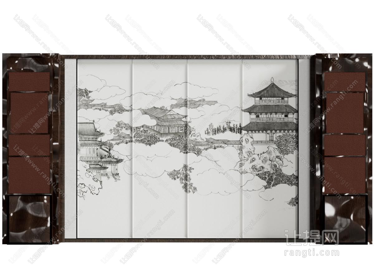 新中式背景墙