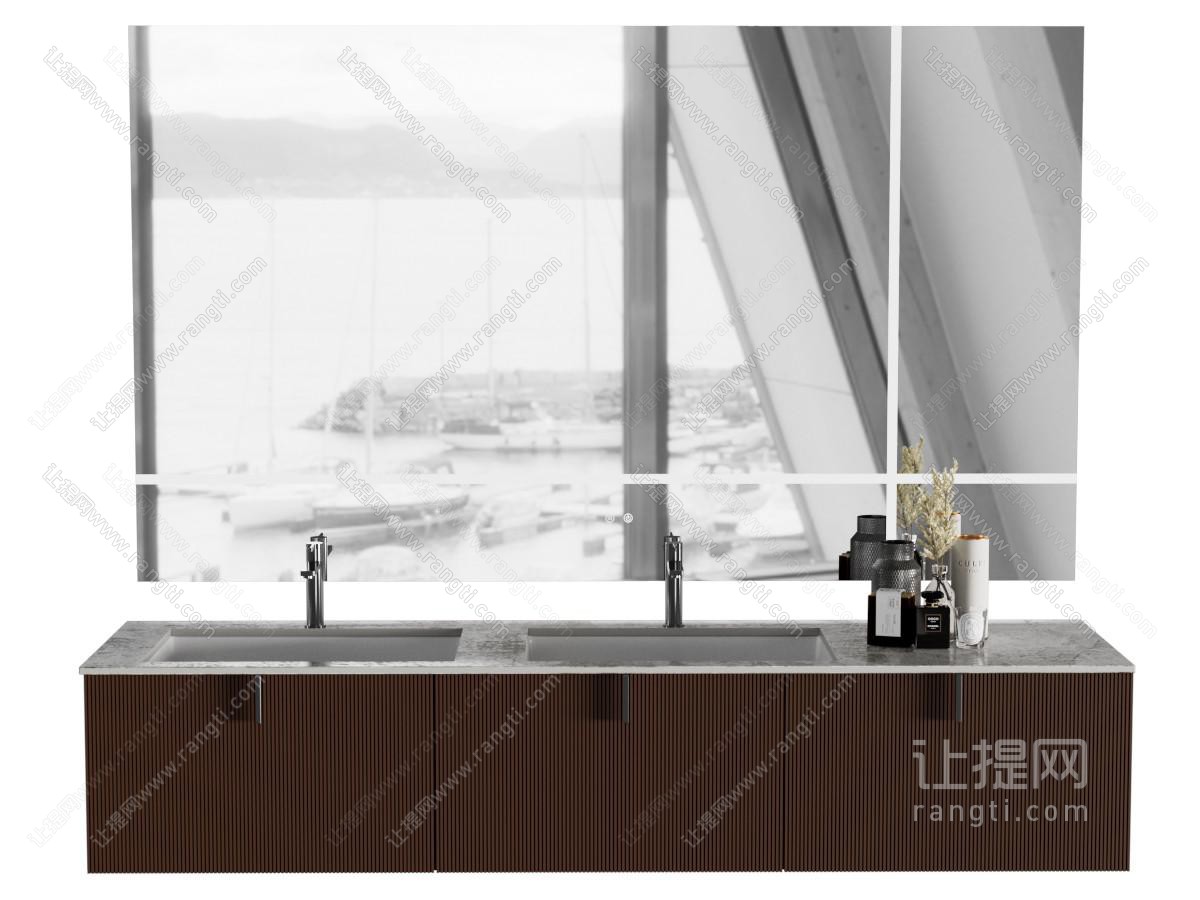 现代浴室柜 双盆洗手台 洗手盆