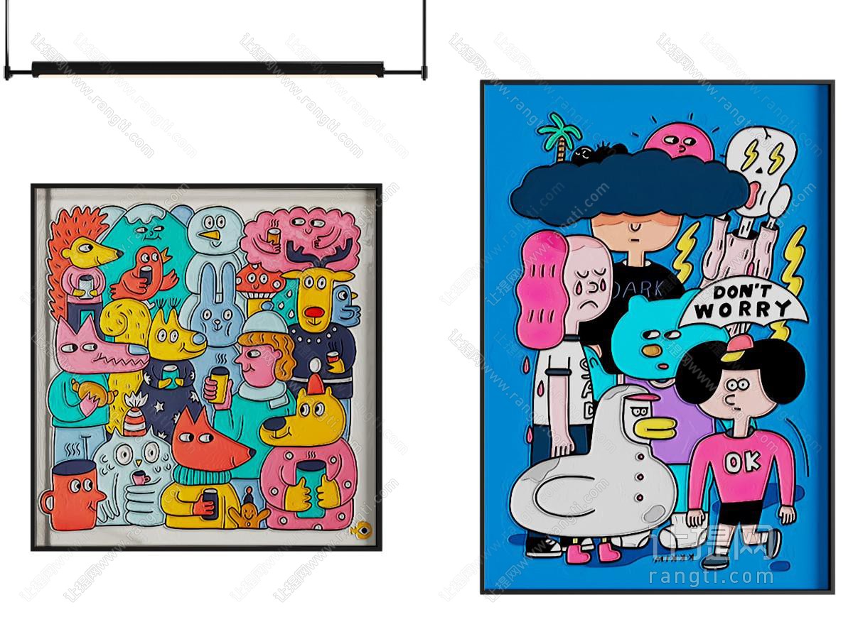 现代奶油挂画 油画 抽象 立体