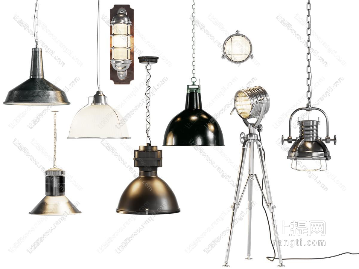 现代复古老式吊灯 灯具 摄影棚灯具 补光灯 落地灯 老