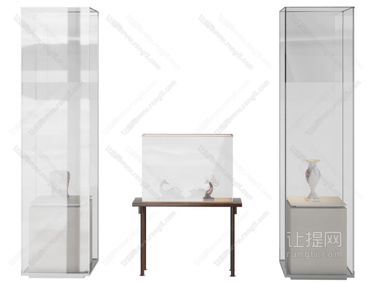 现代博物馆 玻璃展台 展具 瓷器瓶子
