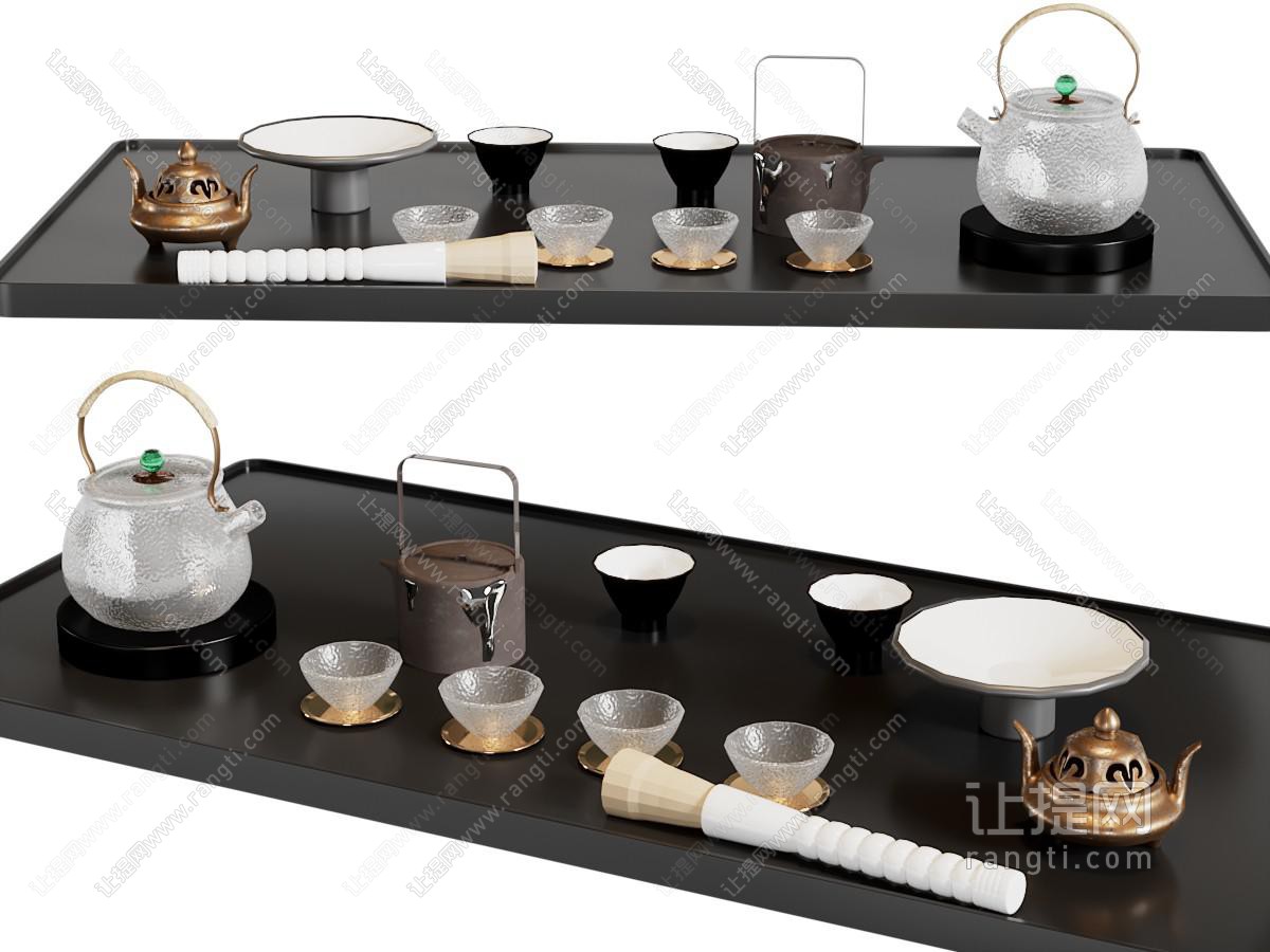 新中式透明茶壶茶具摆件