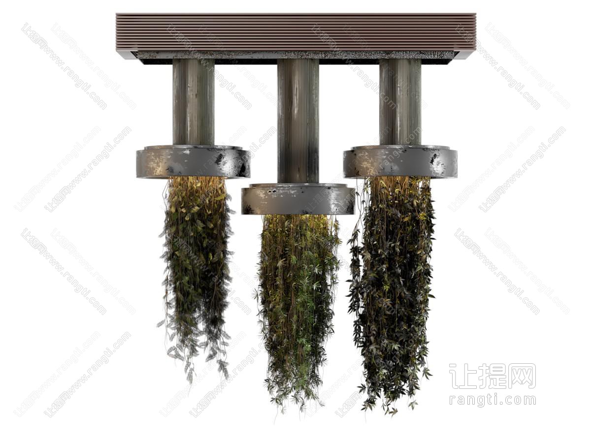 现代中古吊灯 植物吊灯 绿植 植物墙 植物装饰 植物装