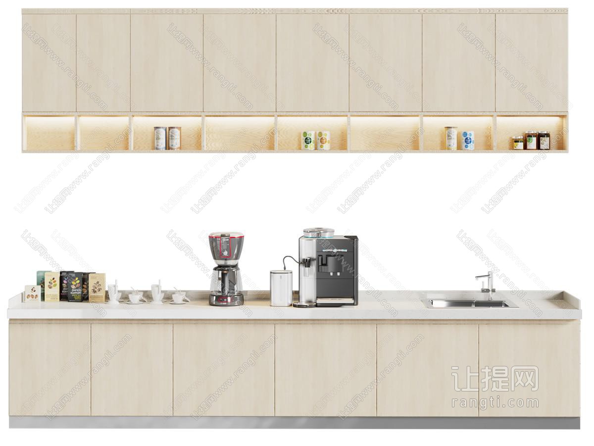 现代公司办公室茶水间茶水柜