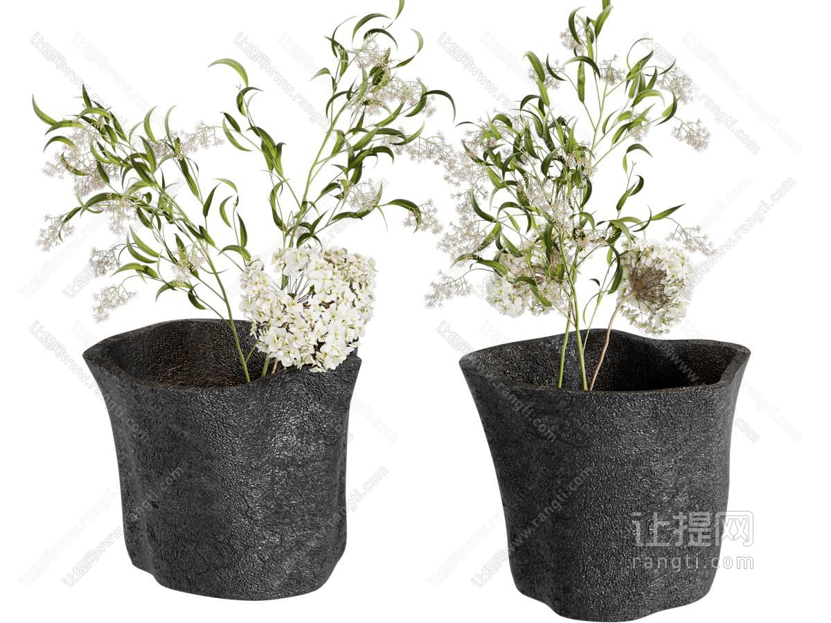 侘寂风花盆 花瓶 插花 花卉