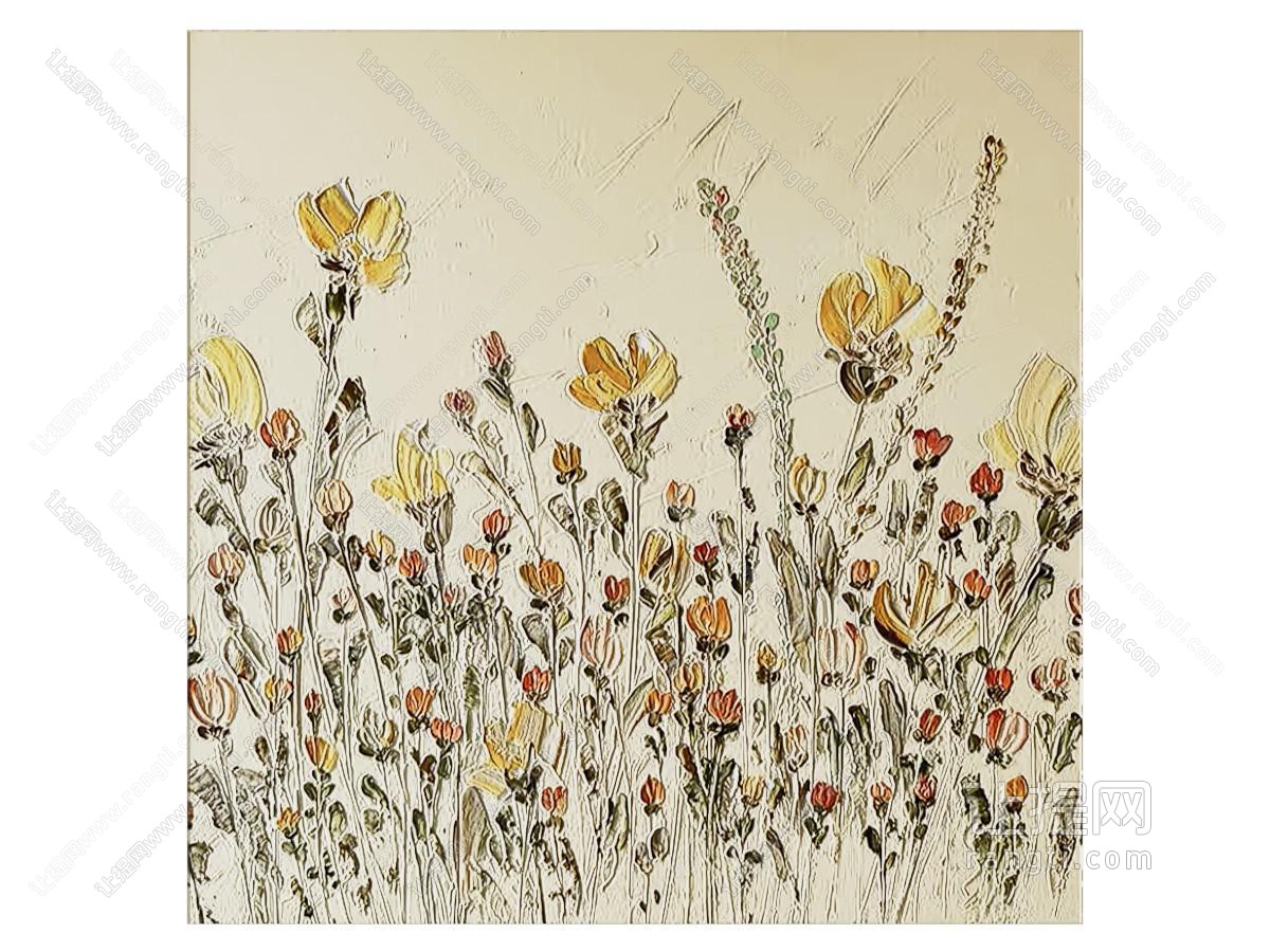 装饰画 肌理画 花艺挂画