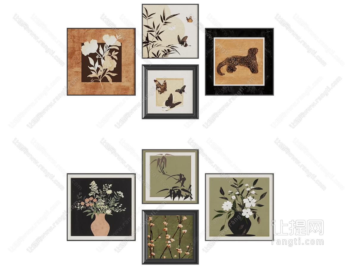 中古风挂画 组合画 复古画