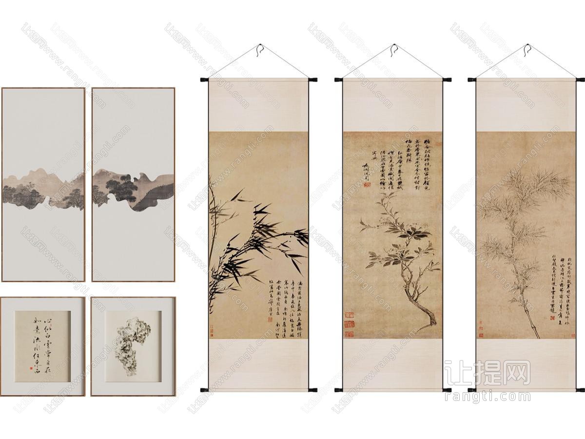 新中式挂画 卷轴画 水墨画