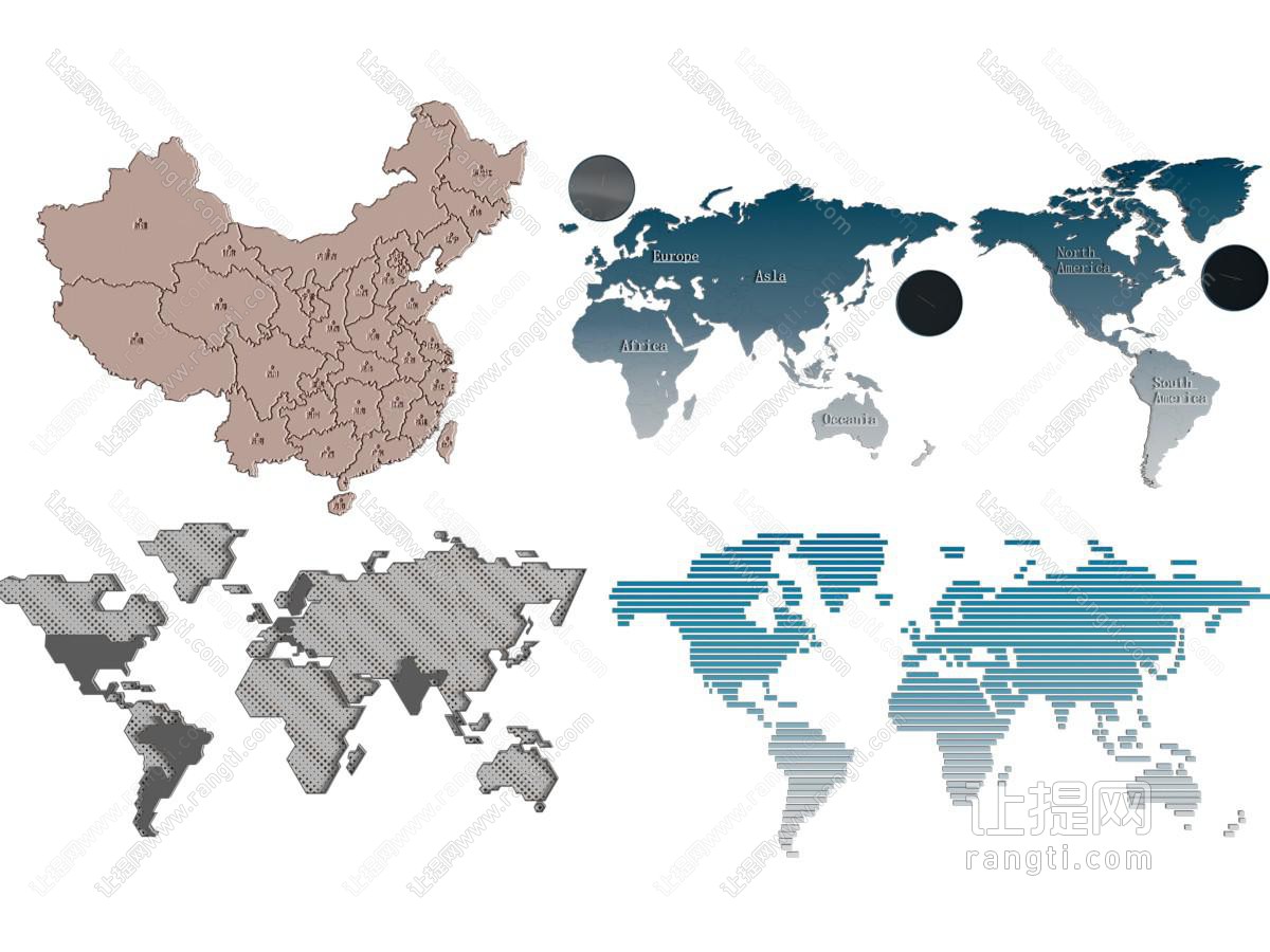 世界地图墙饰 中国地图墙饰