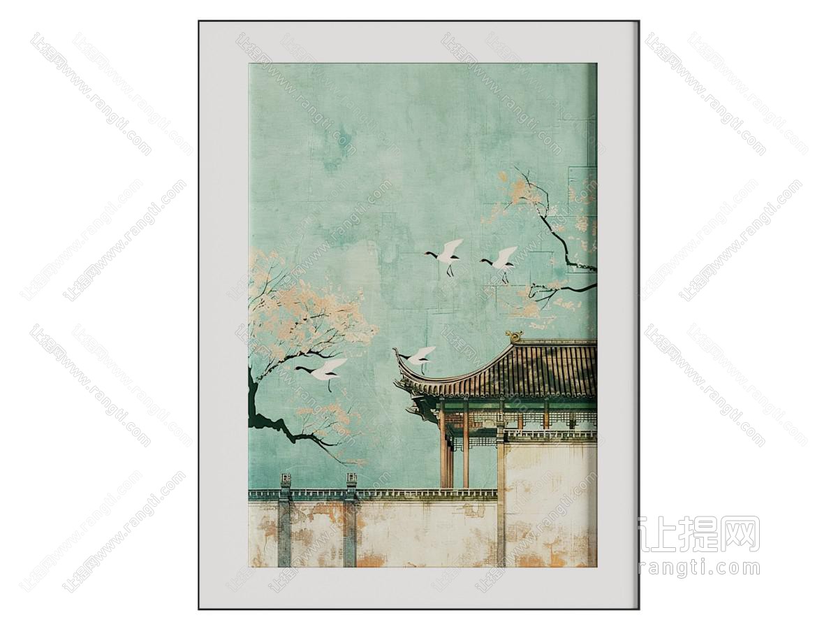 新中式建筑画 艺术画 装饰画