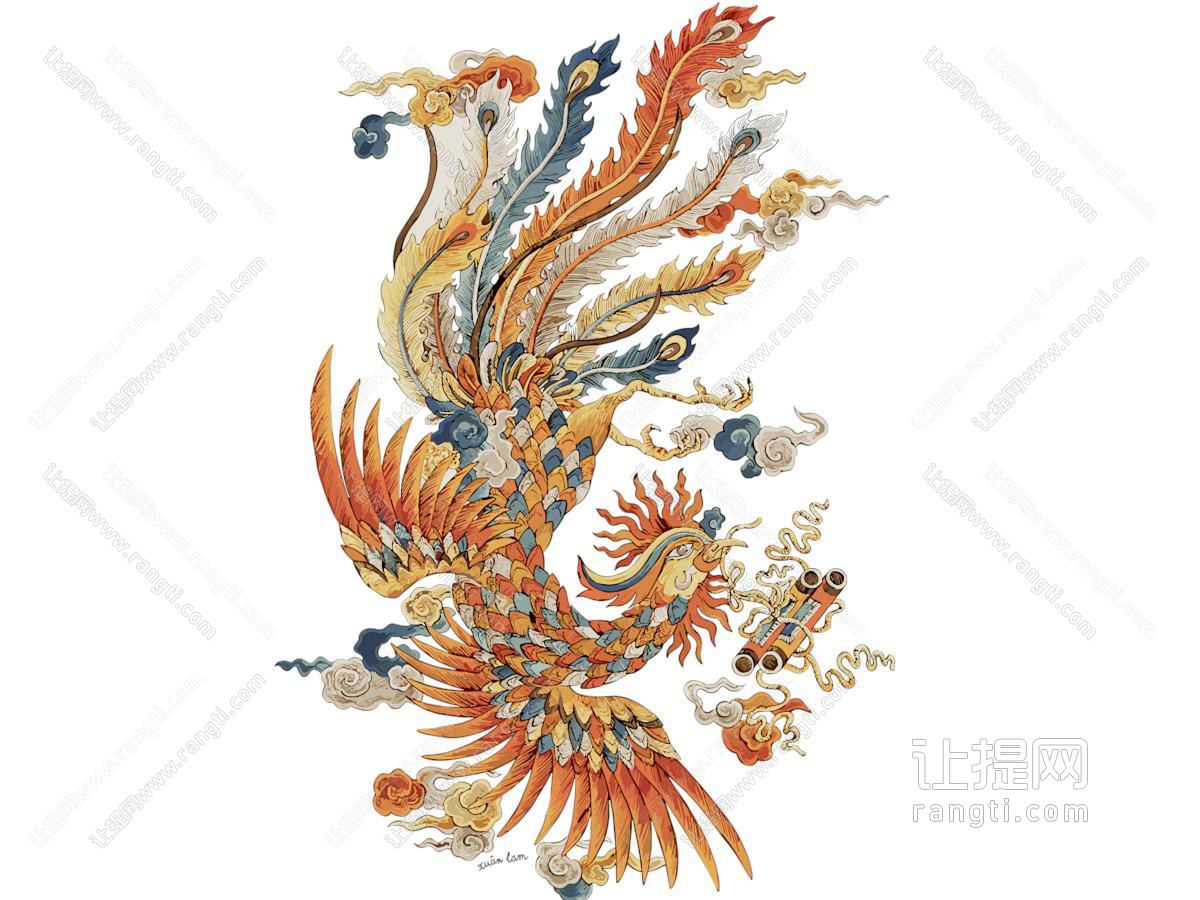 现代凤凰墙饰