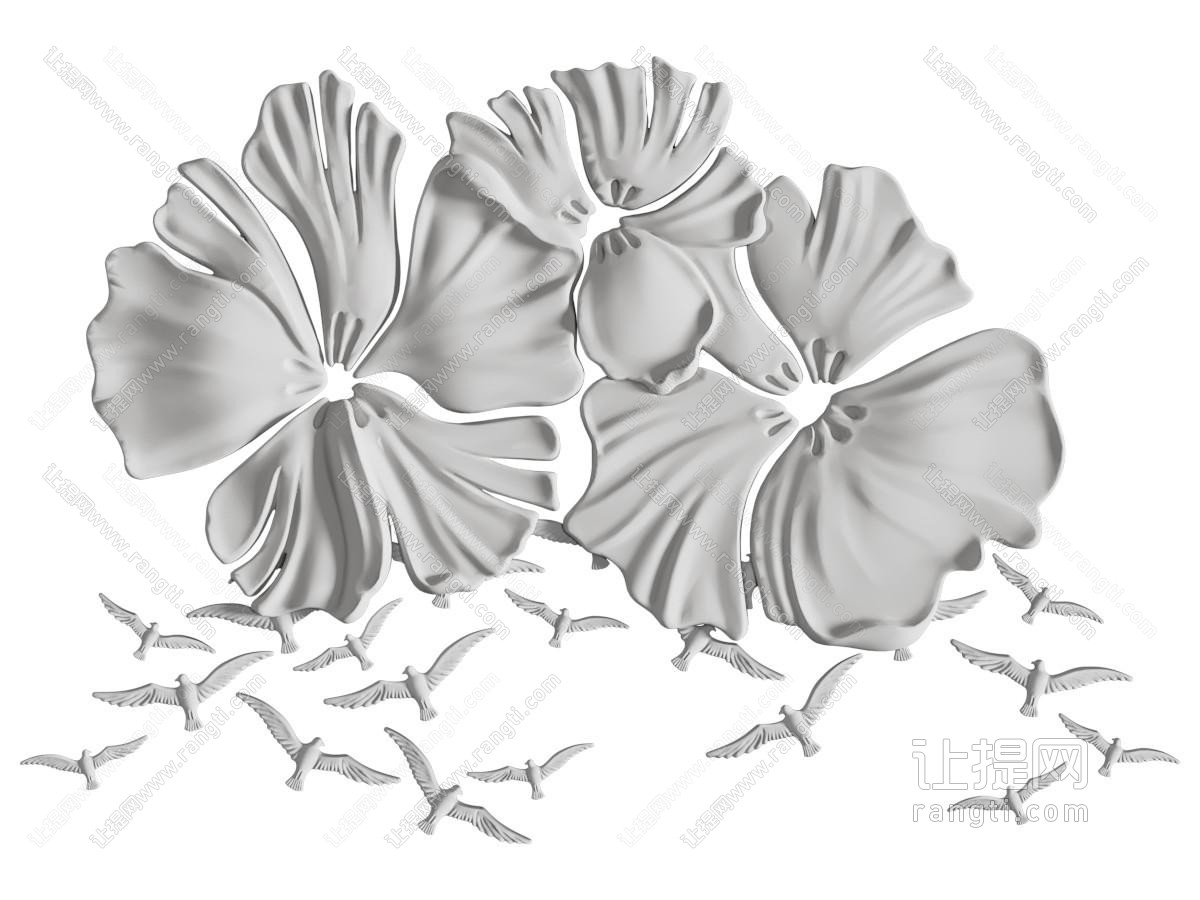 现代雕花 花朵浮雕 建筑构件 石膏墙饰