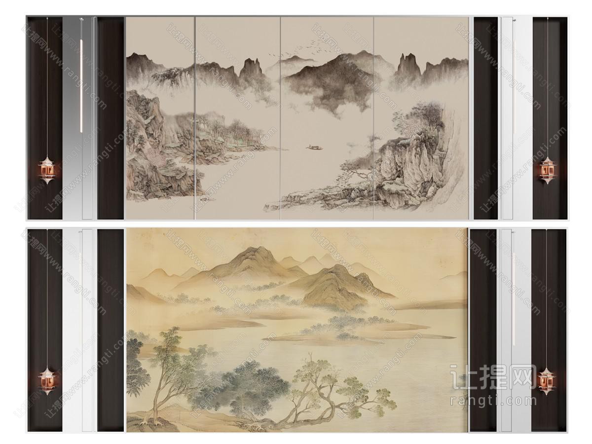 新中式床头背景墙