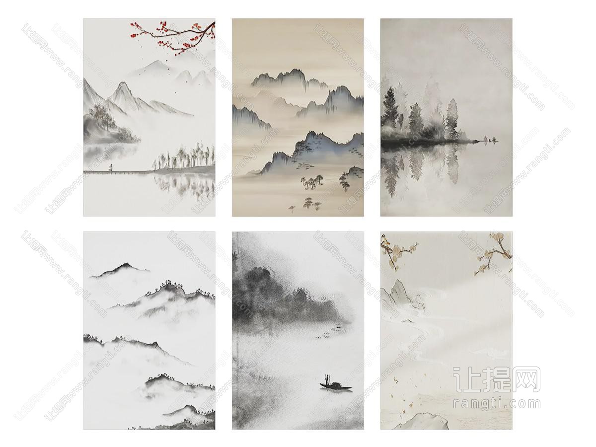 新中式山水风景装饰挂画