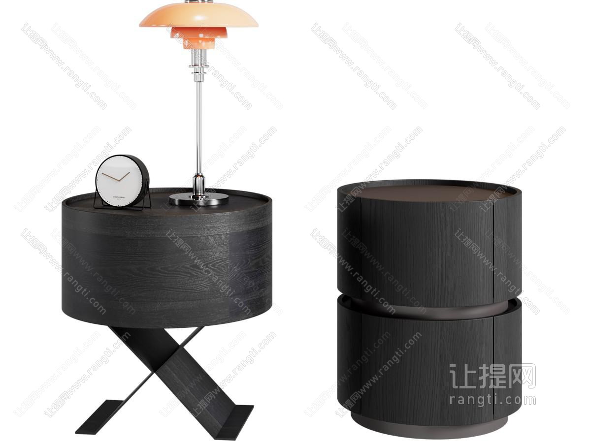 现代床头柜 台灯 边几角几