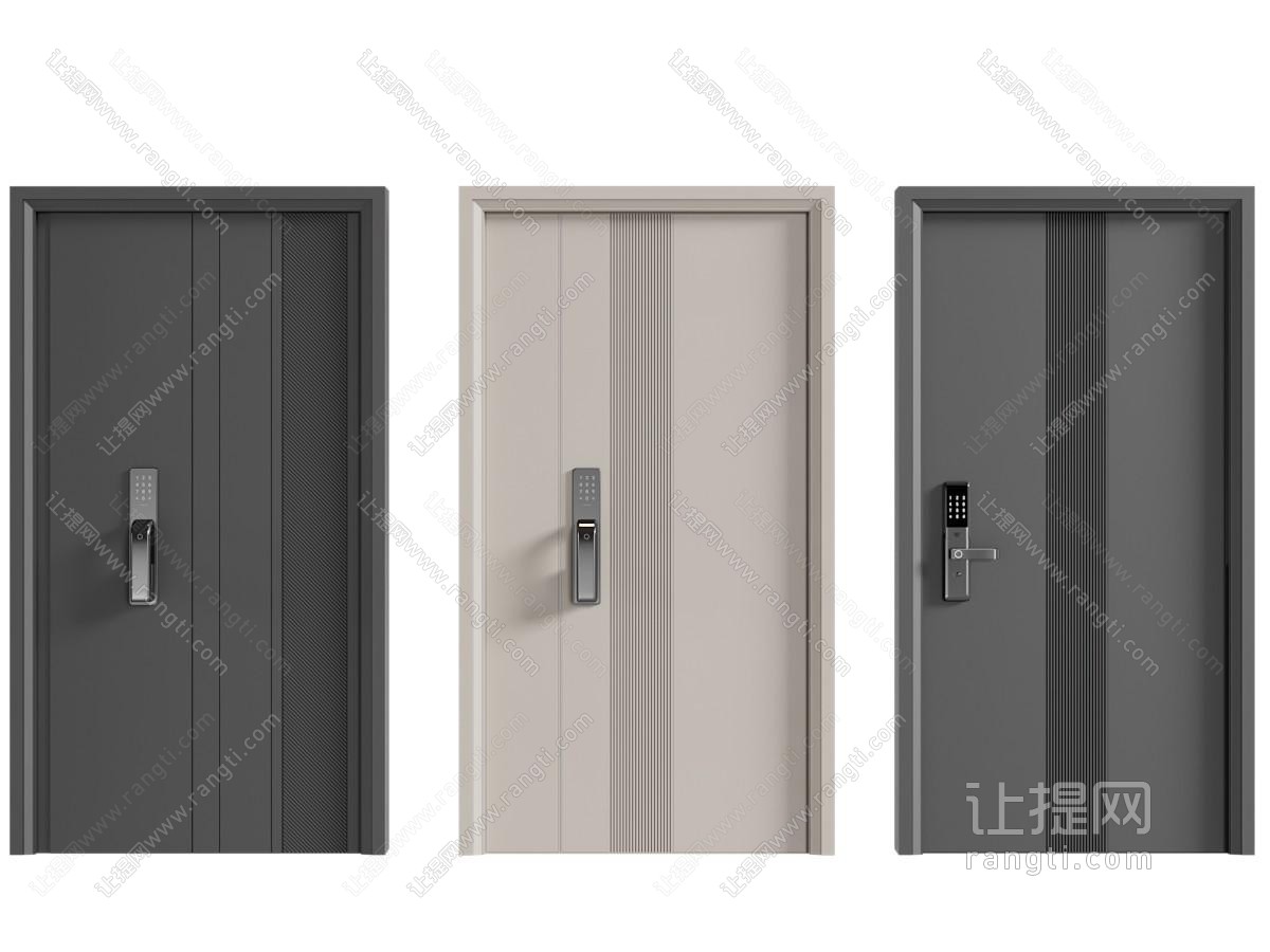 现代门组合 防盗门 入户门 智能密码门 指纹密码门