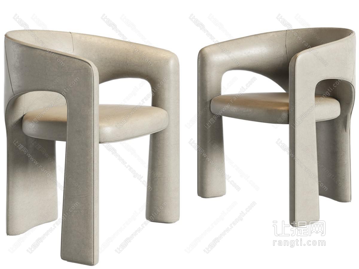 现代简约餐椅 赭色单椅 皮革餐椅