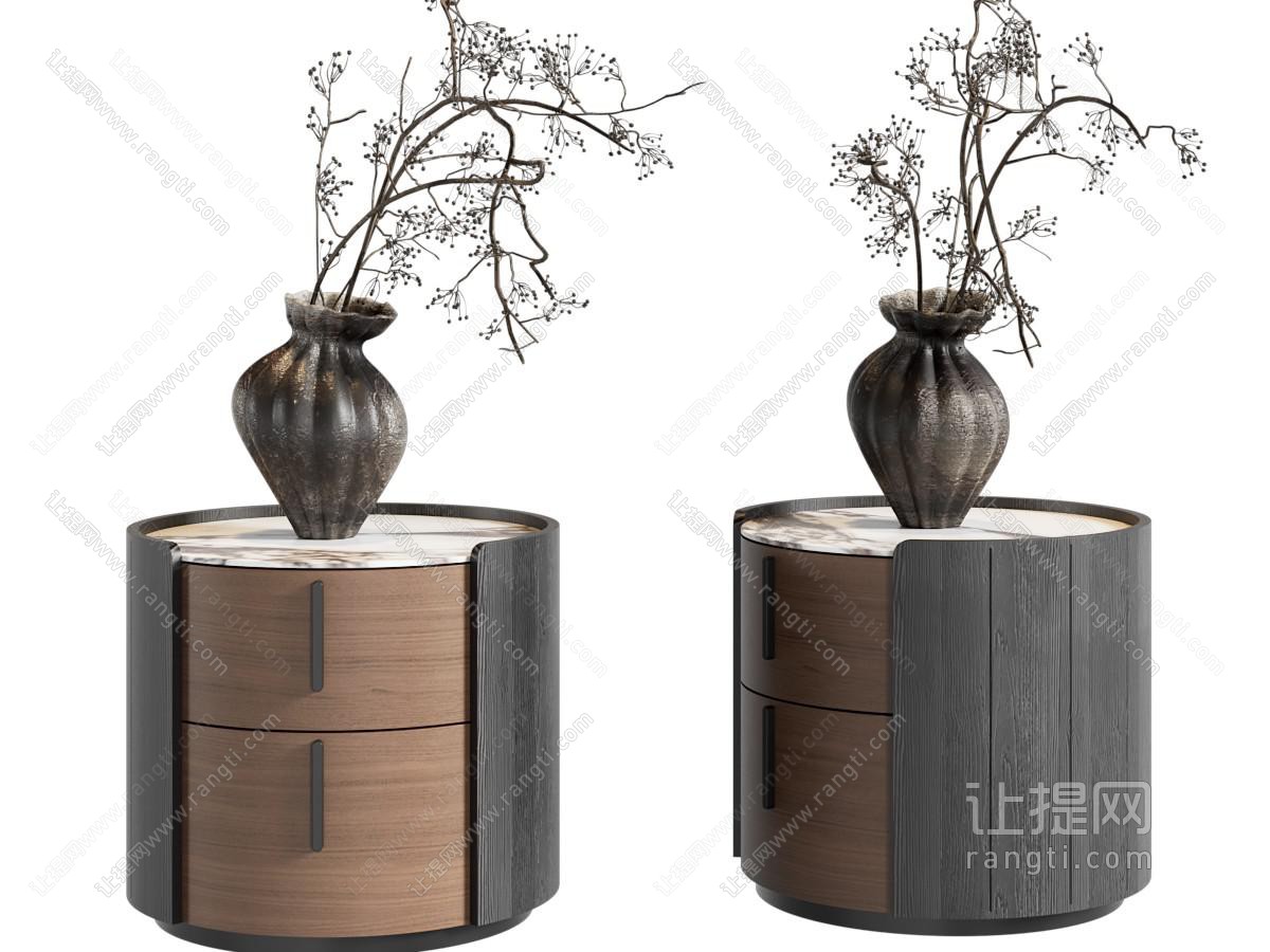 新中式中古床头柜