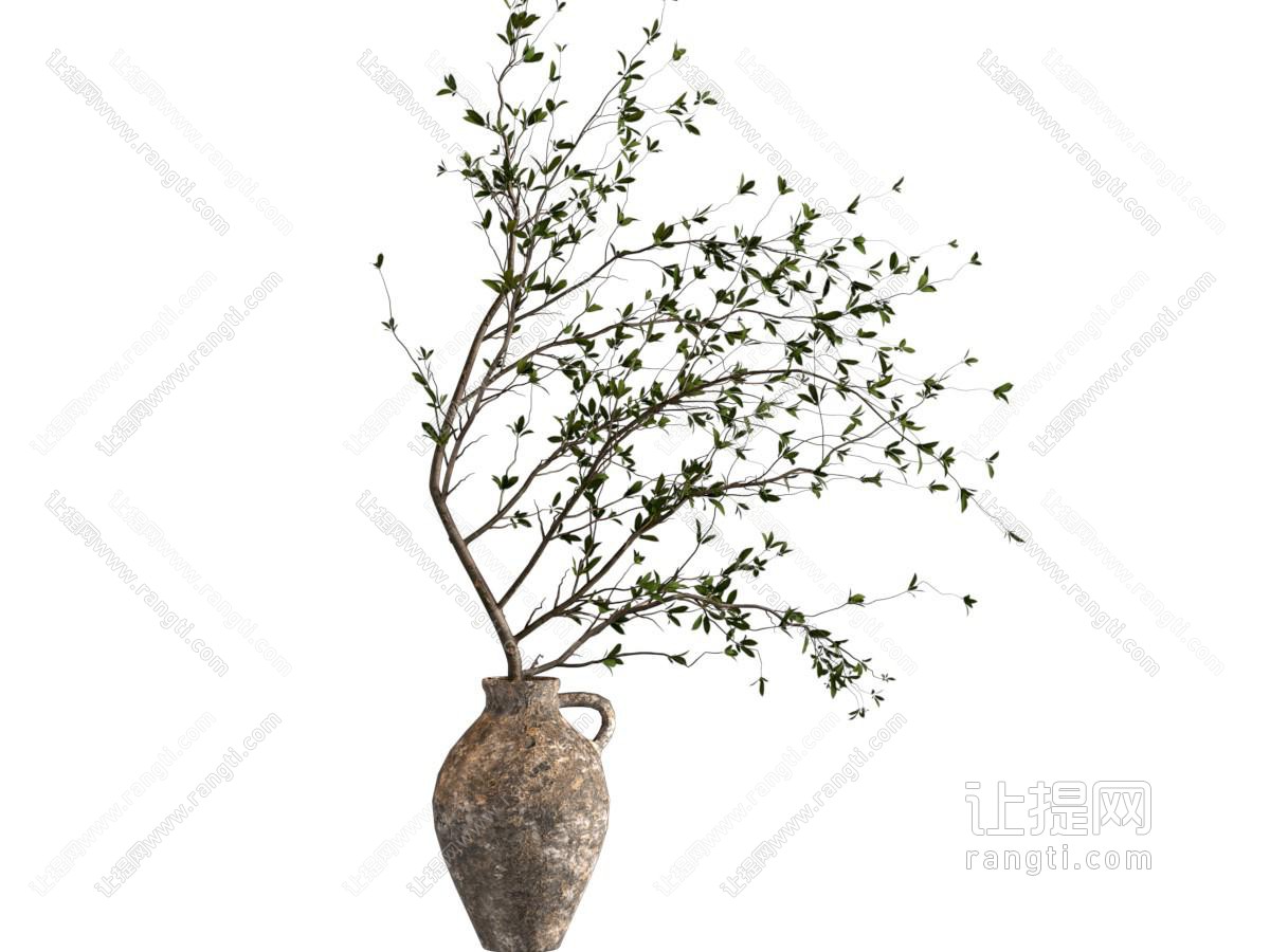 侘寂风粗陶花瓶花卉