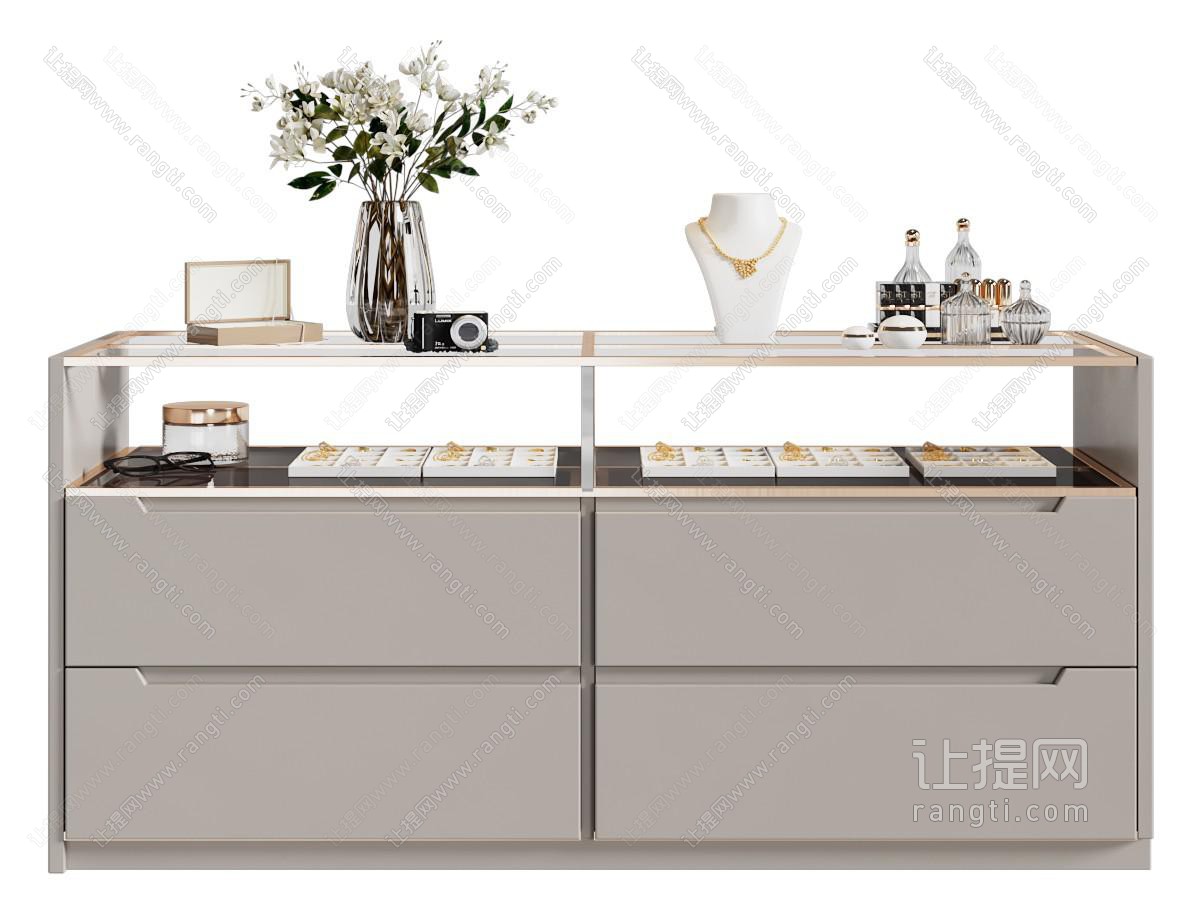 现代首饰柜 衣帽间中岛台