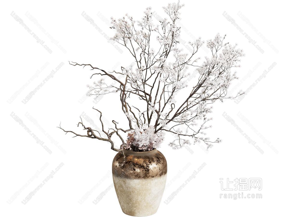 中古新中式花瓶 桃花插花 陶罐花盆摆件 旧罐子 花坛 花瓶花艺