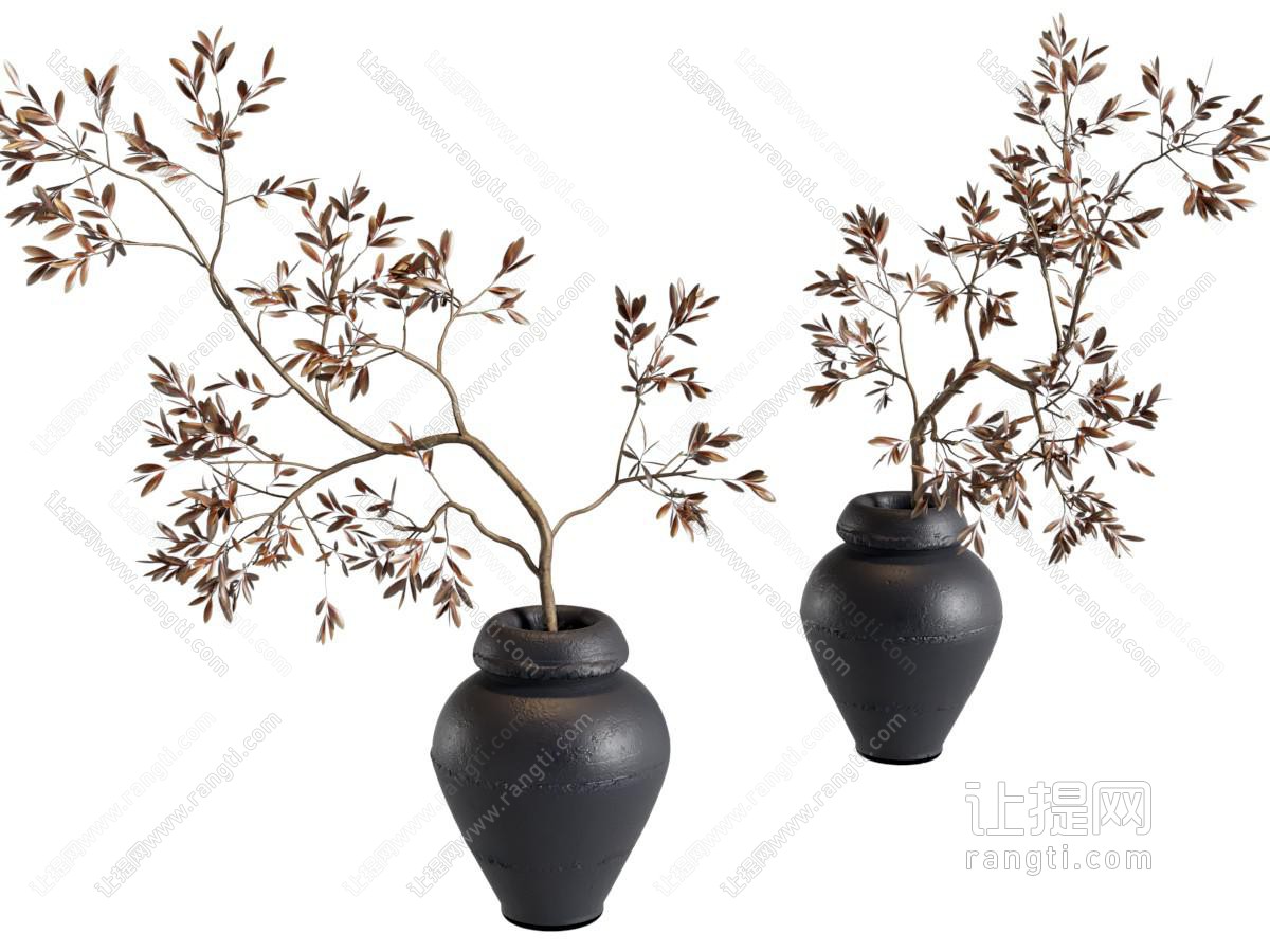 新中式花瓶 新中式插花 枯枝插花