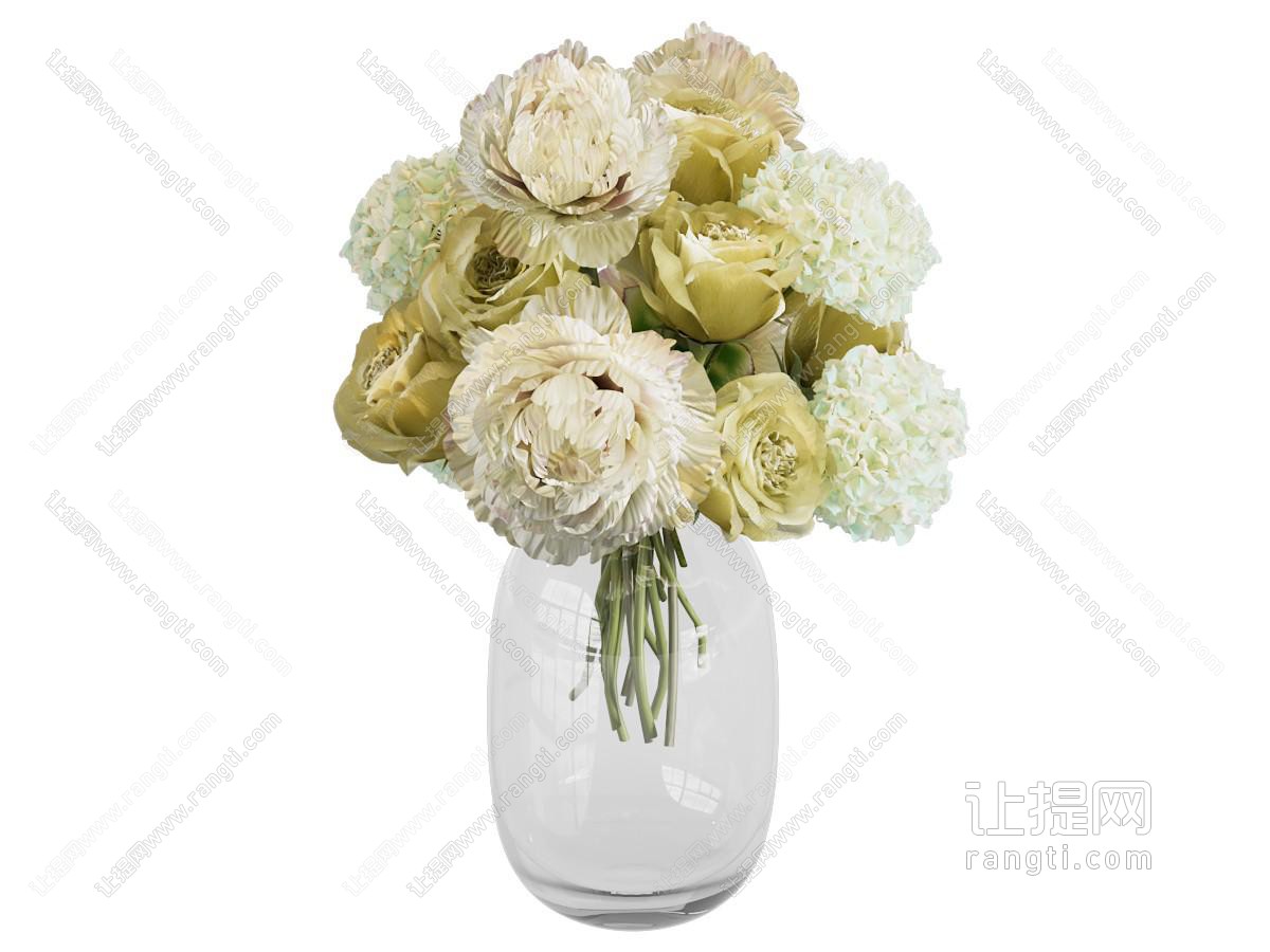 现代花艺 玻璃花瓶 花艺 花卉 鲜花摆件