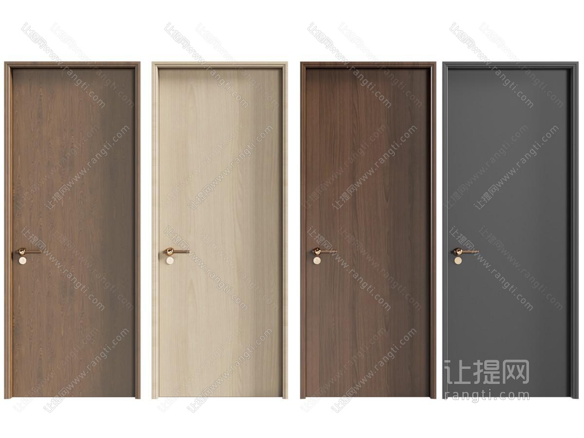 中古风实木单开门 中古风简约平开门