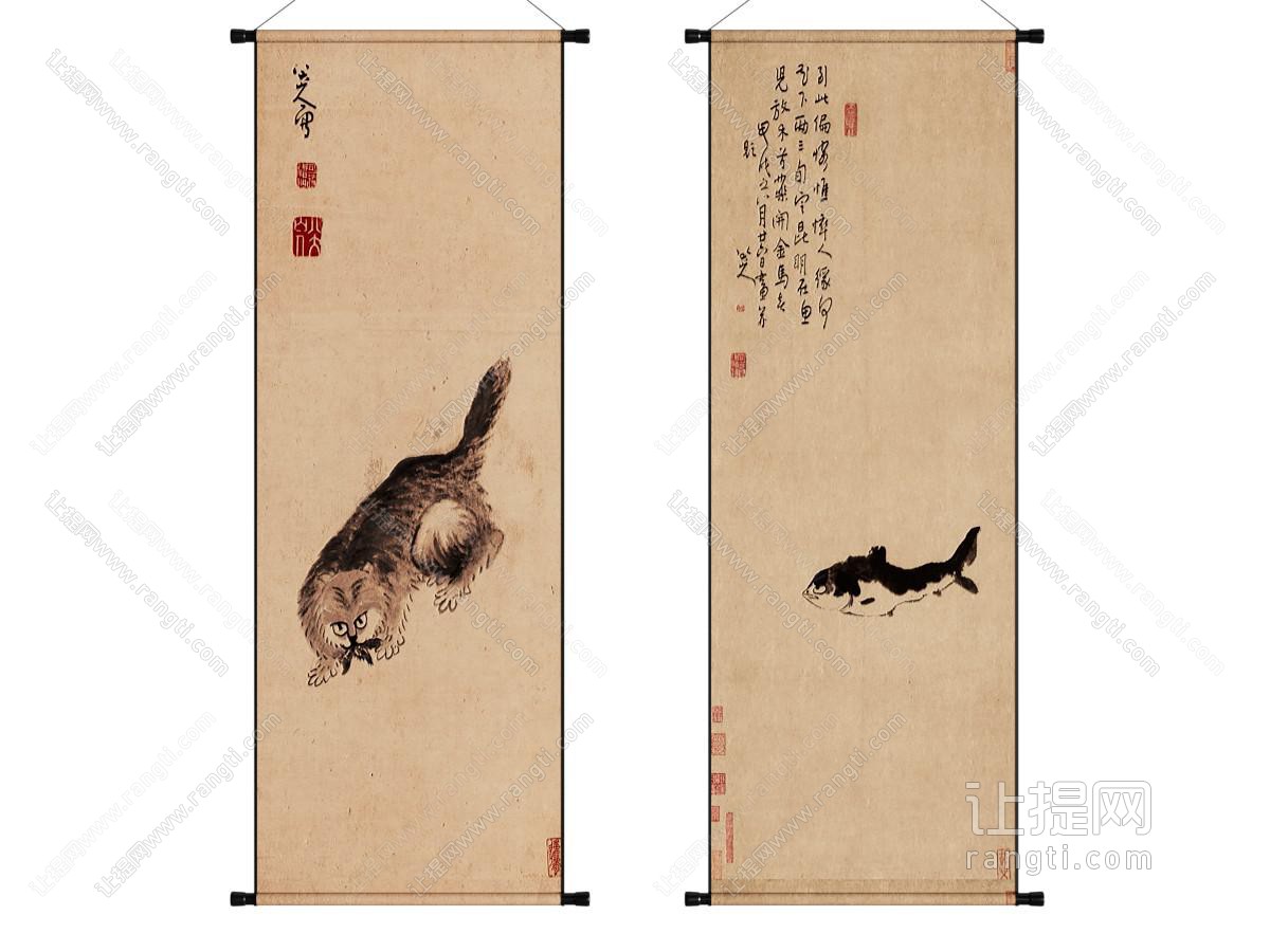 新中式装饰画 卷轴画