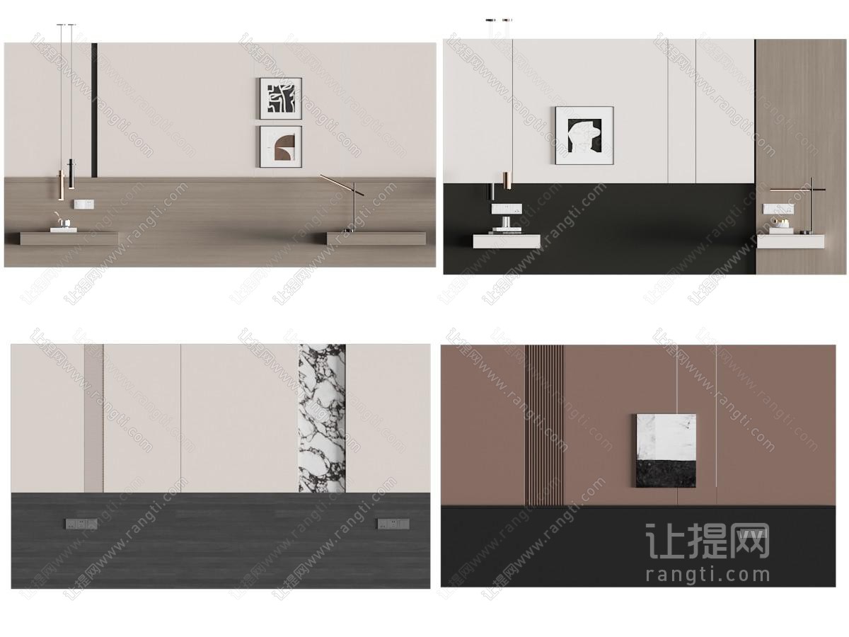 现代床头背景墙