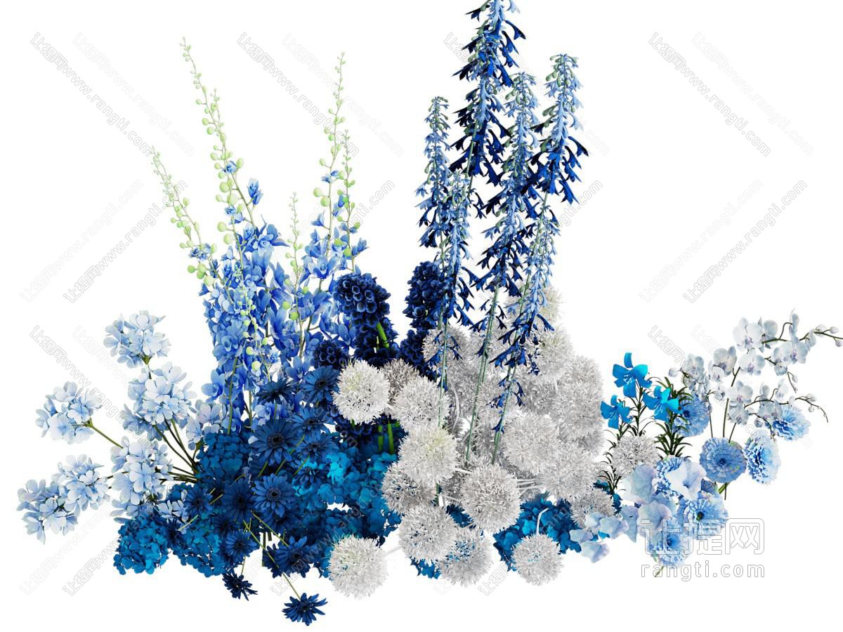 蓝白色调花束