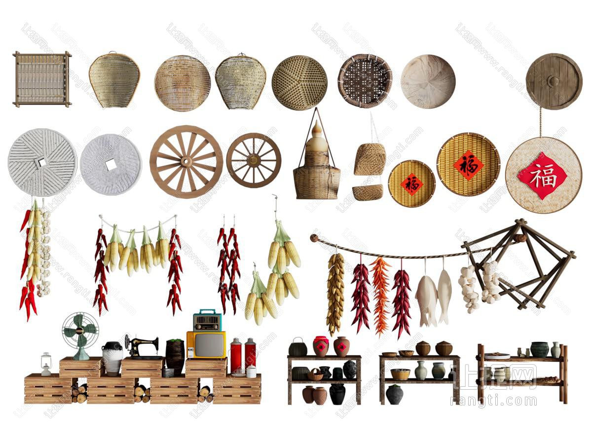 现代乡村景观 乡村小品 农耕小品